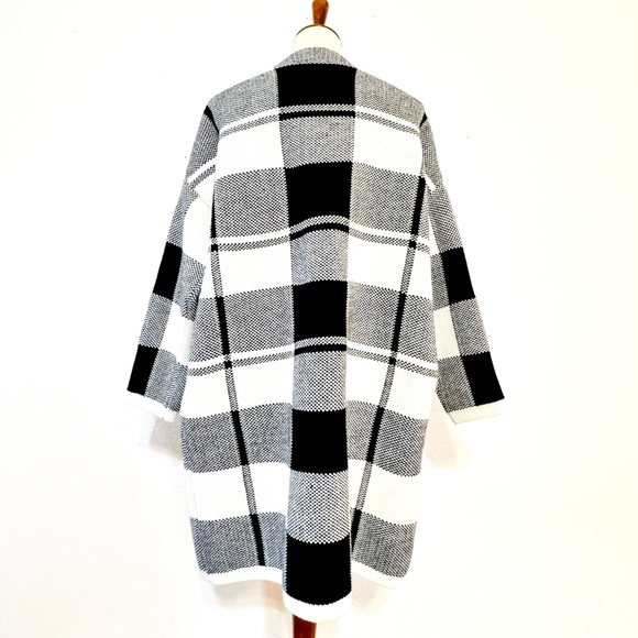 De Philo Black & White Plaid Draped Sweater Jacket Oversized Cardigan Size S - Picture 3 of 13